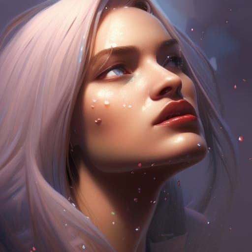 Detailed Lips Portrait in Art Nouveau Style