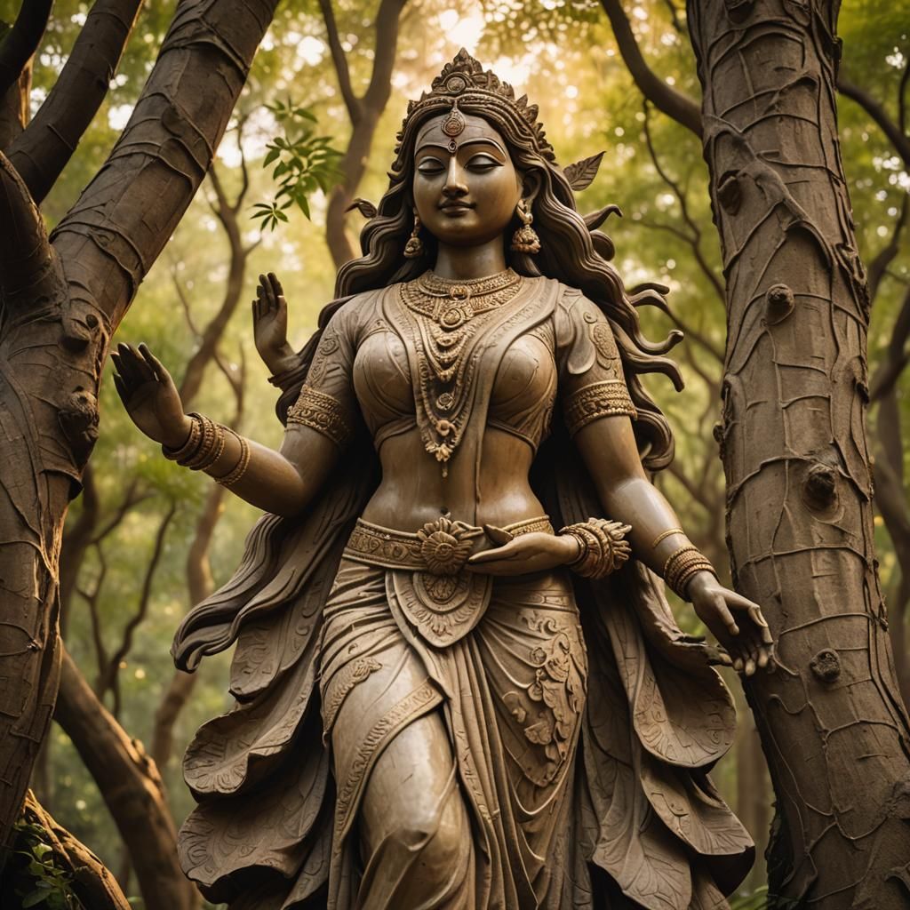 Sculpture of a female figure, probably a yakshi (nature spirit). Mathura, India, around 200 AD.