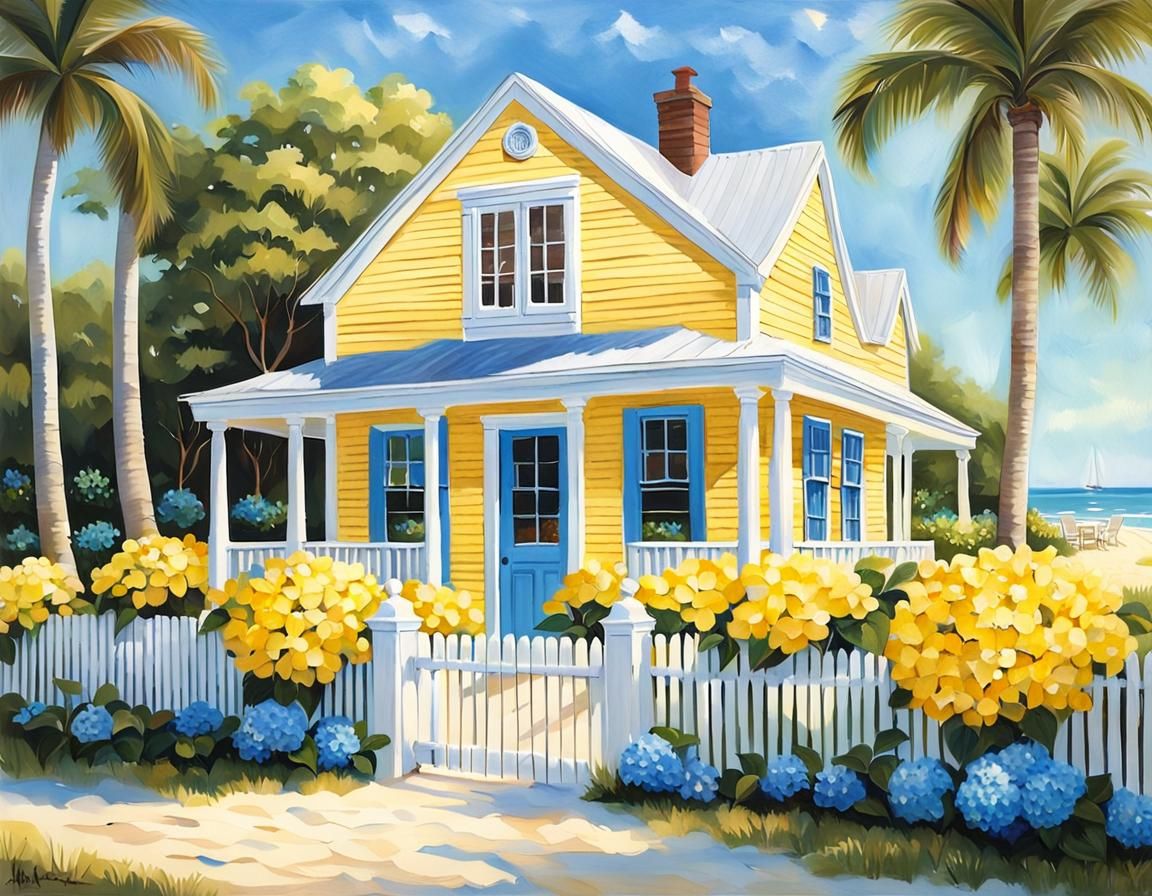Charming Key West Cottage with Hydrangeas