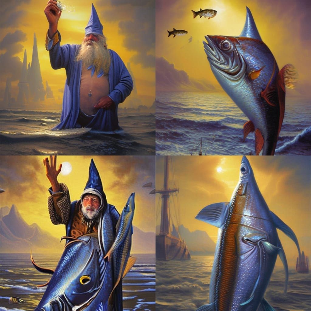 Sardine Wizard Fish Oil Painting