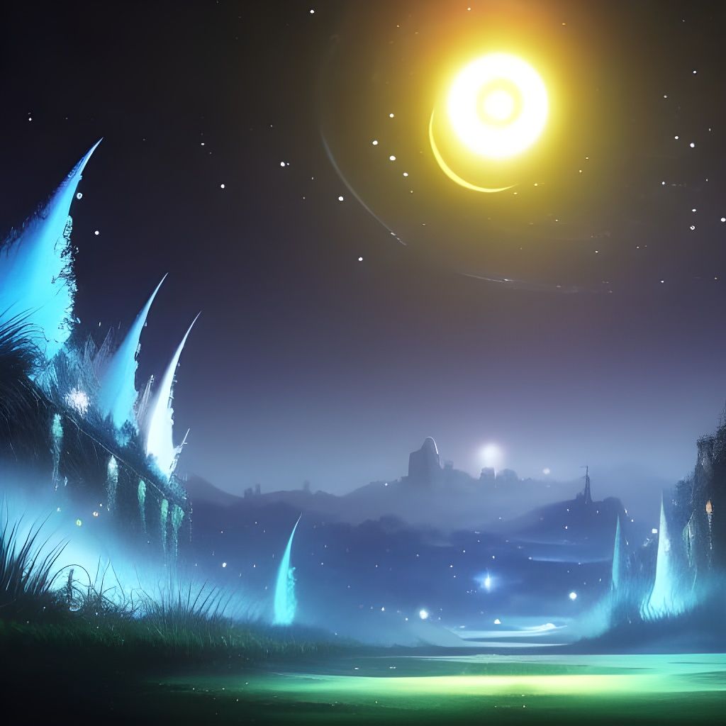 Eerie Blue Light Whirlpool in Dark Fantasy Style