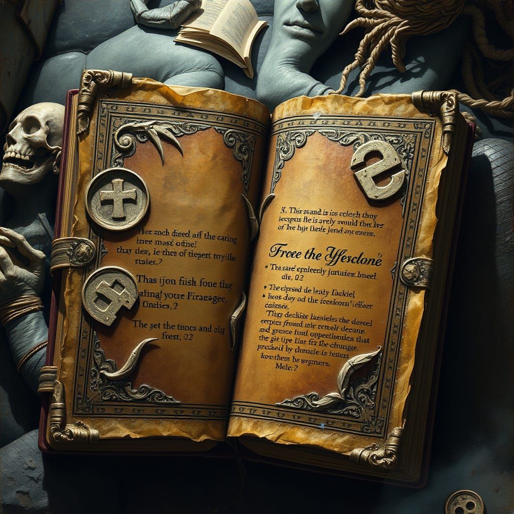 Mysterious Runes Adorn Ancient Leather-Bound Tome