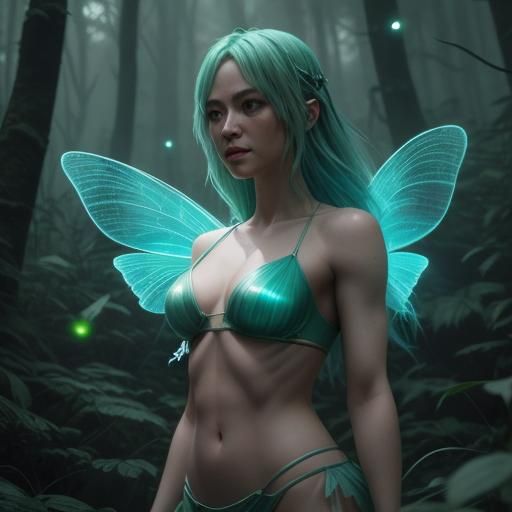 Fit Fairy Portrait with Fireflies, Cinematic Style