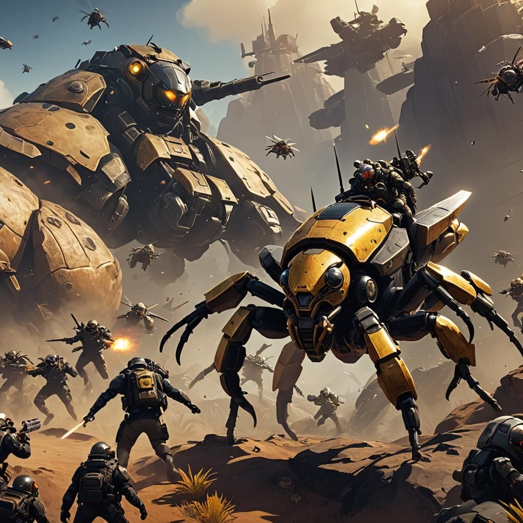 Helldiver Soldier Riding a Giant Bug