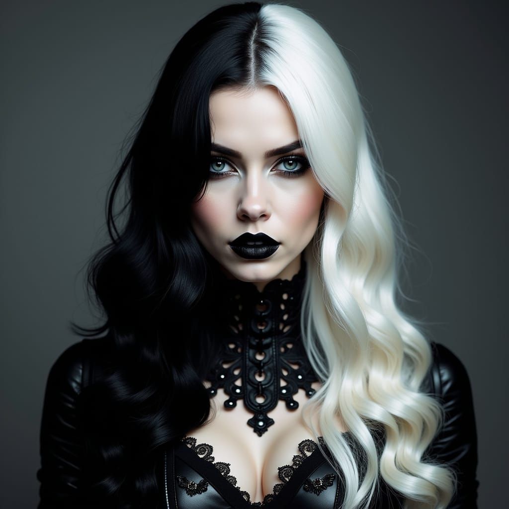 Goth Woman Portrait: Feminine Strength in Black and White