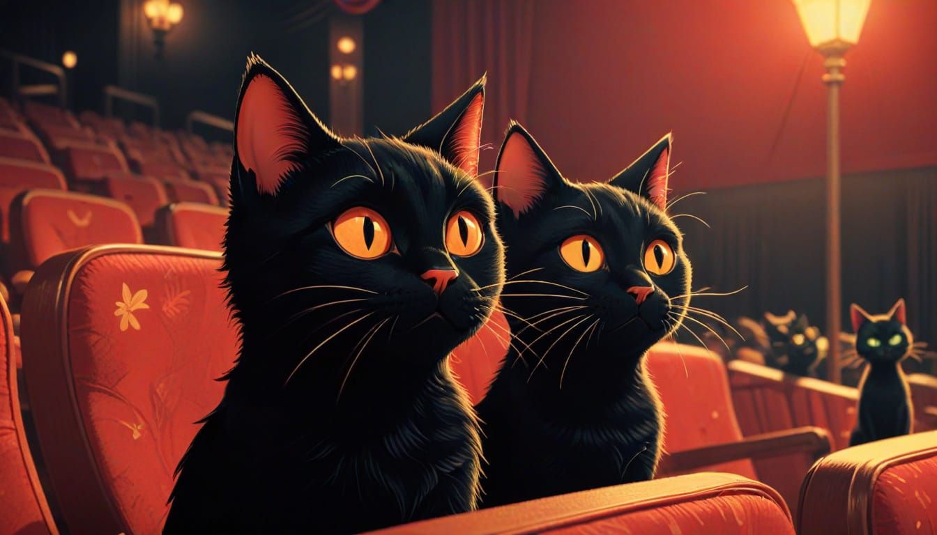 Black Cat at the Cinema, Disney Cartoon Style