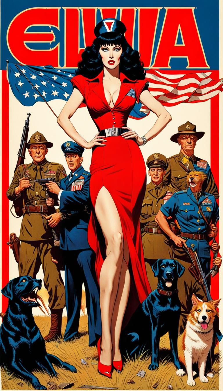 Elvira as patriotic world war 2 superhero