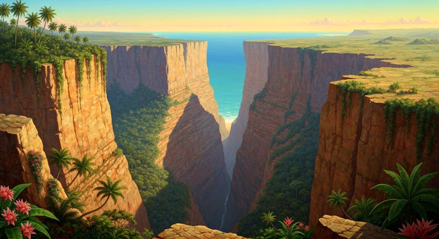 Surreal Rift Valley Landscape Painting