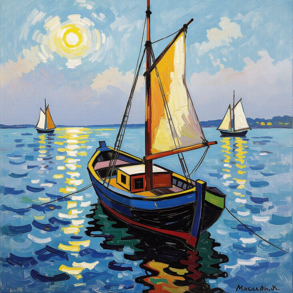 Drunken Boat Lost at Sea in Impressionist Style