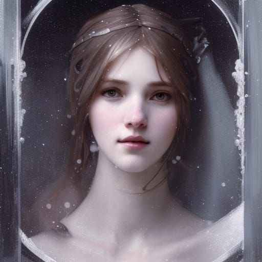 Icy Medieval Maiden Portrait in Pre-Raphaelite Style