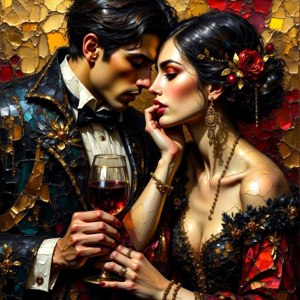 Opulent Impasto: Silken Robes and Chandeliers