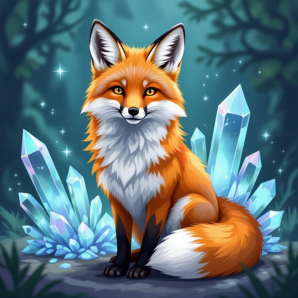 Crystal Fox Shimmers in the Light