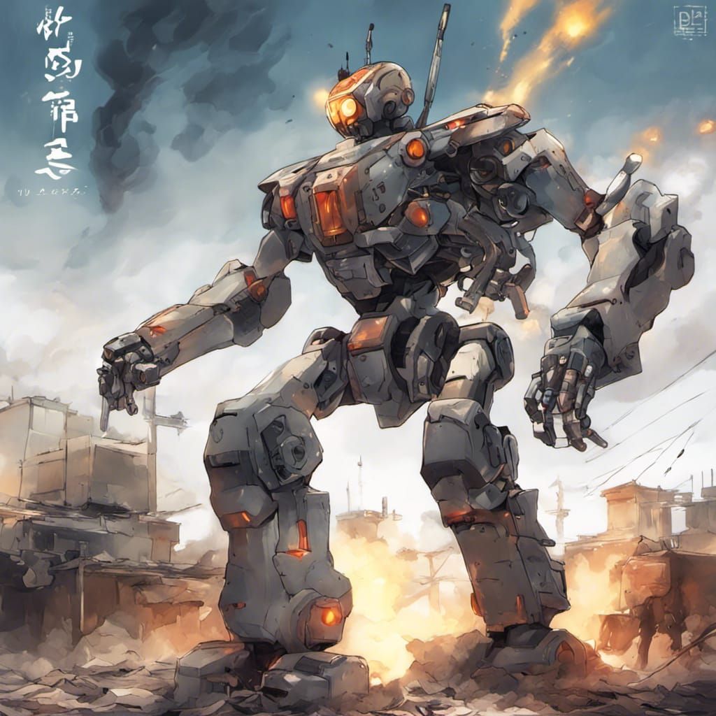 Anime War Robot with Guns