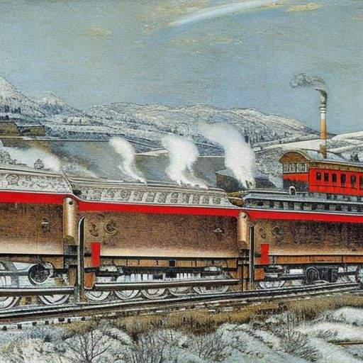 Winter Scene with Sledges in Classical Style