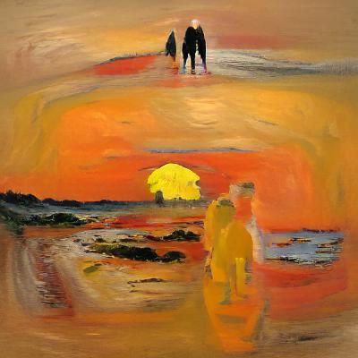 Tranquil Sunset Painting with Vivid Colors