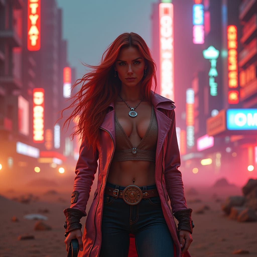 Wynonna Earp in Epic Sci-Fi Cityscape