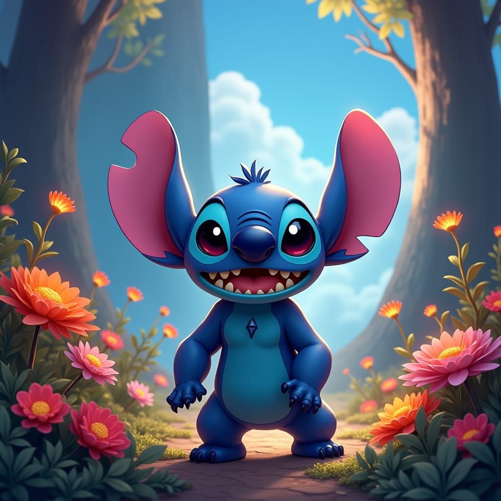 Stitch in Mystical Environment as Fantasy Art