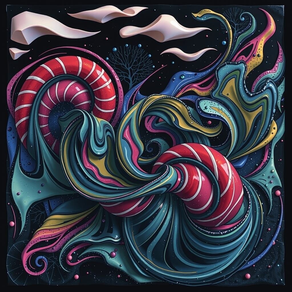 Abstract Swirling Gelato Colors with Bold Stripes