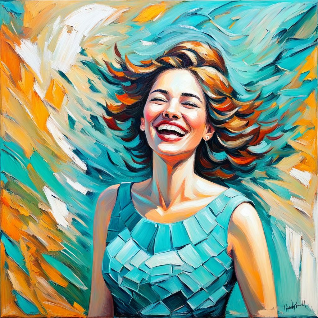 Expressive Portrait of a Lady in Neo-Impressionism Style