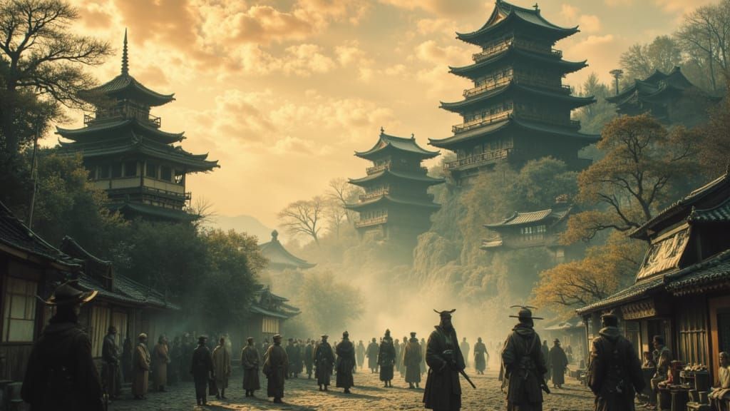 Meiji Restoration Samurai Sword Exhibition Amidst Misty Cast...