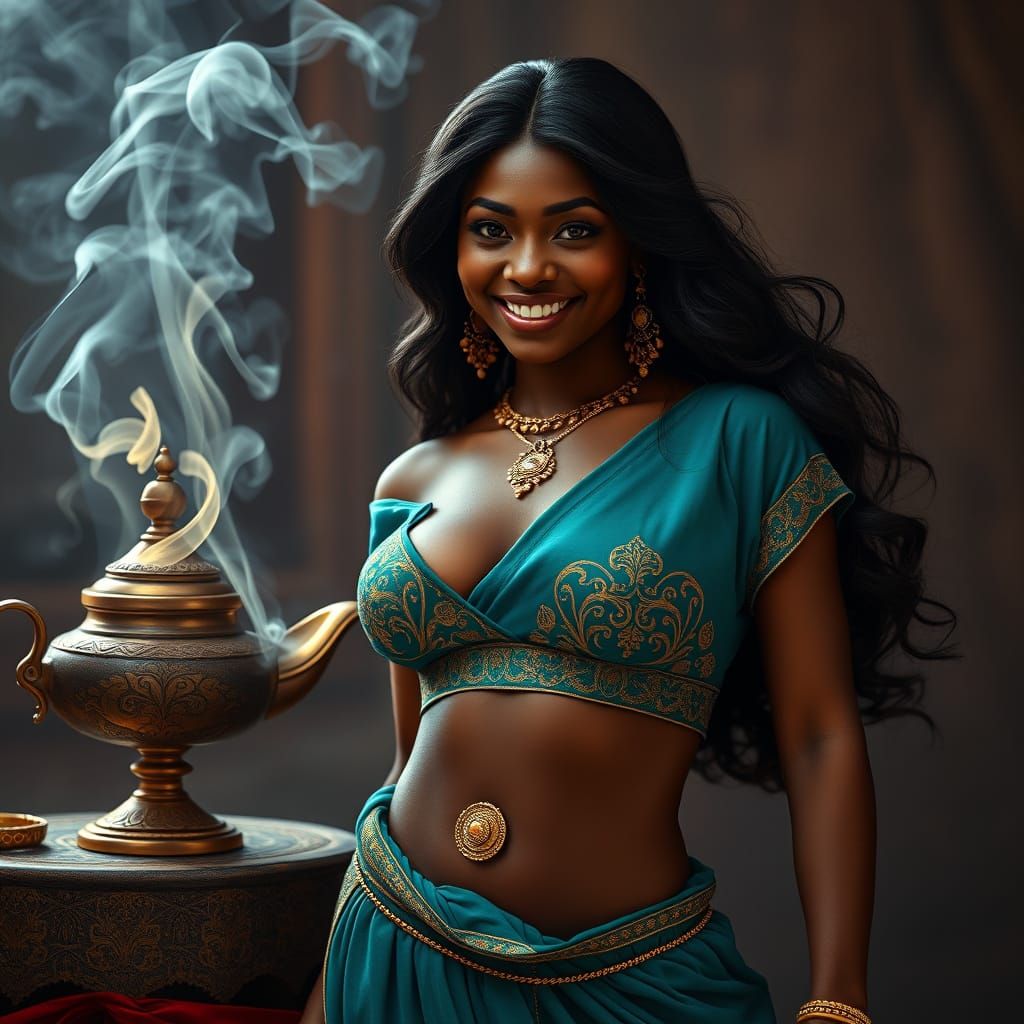 Sultry Dark Skinned Princess as Jasmine in Mysterious Genie ...