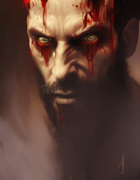 Mephistopheles Portrait in Expressive Graffiti Art