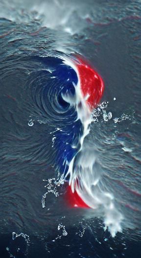 Typhoon of Red and White Water in 8K