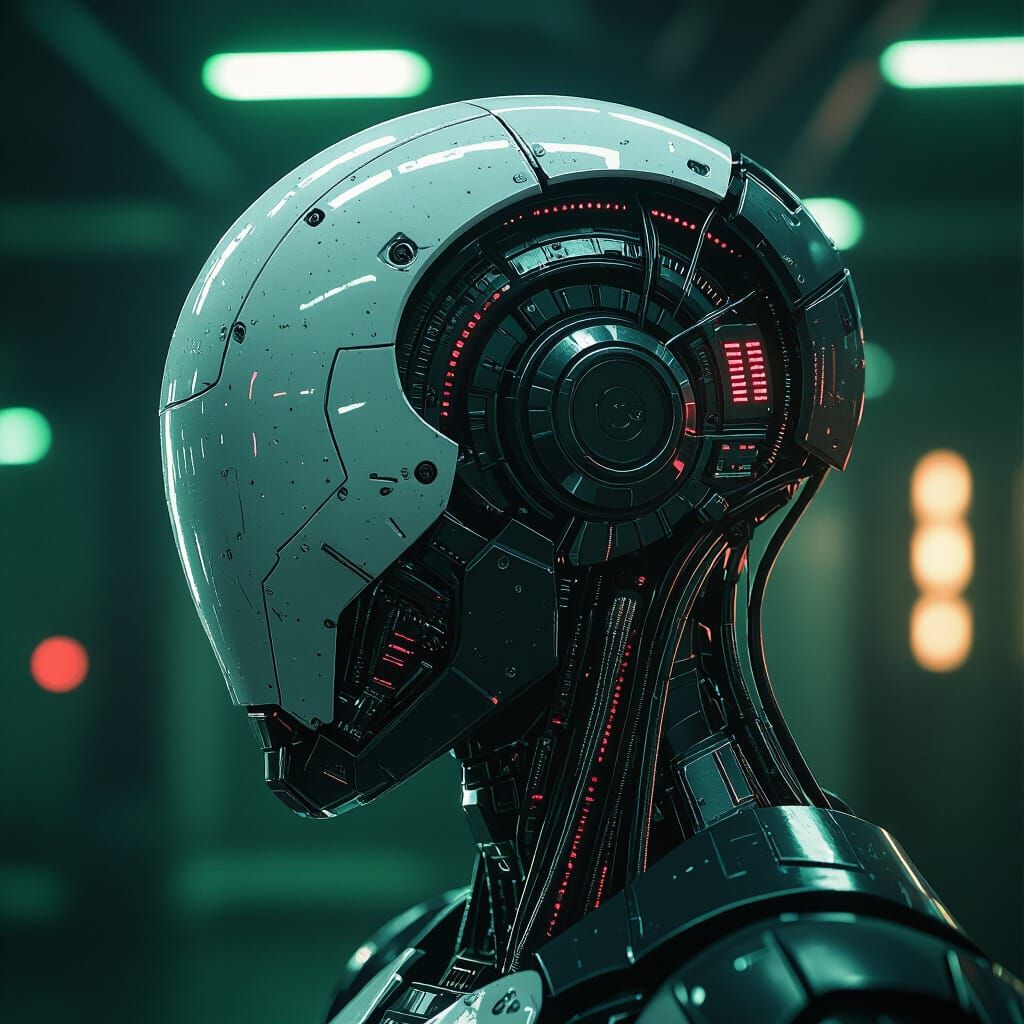 Robotic Brain with Armored Shell in Futuristic Style