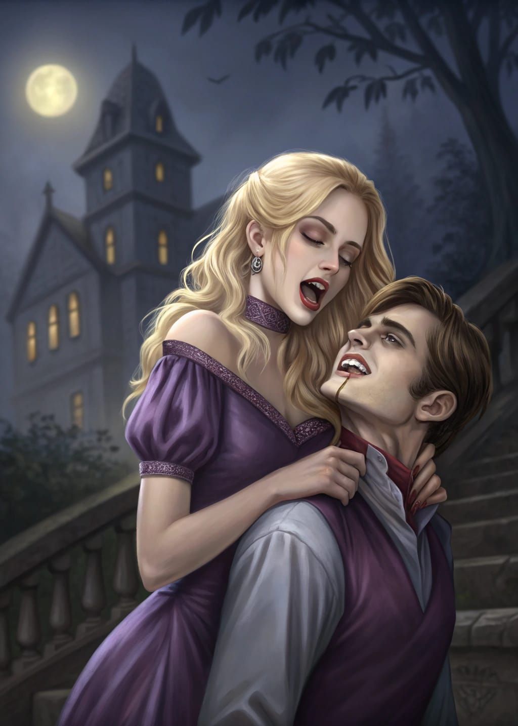 Gothic Vampire Portrait in a Gothic Mansion