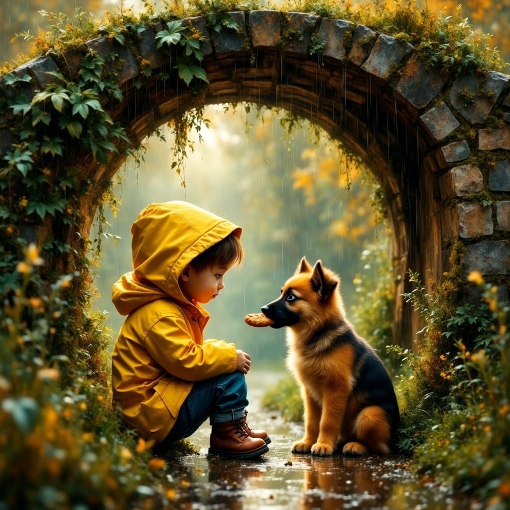 Cozy Rainy Day Surprise in Whimsical Style