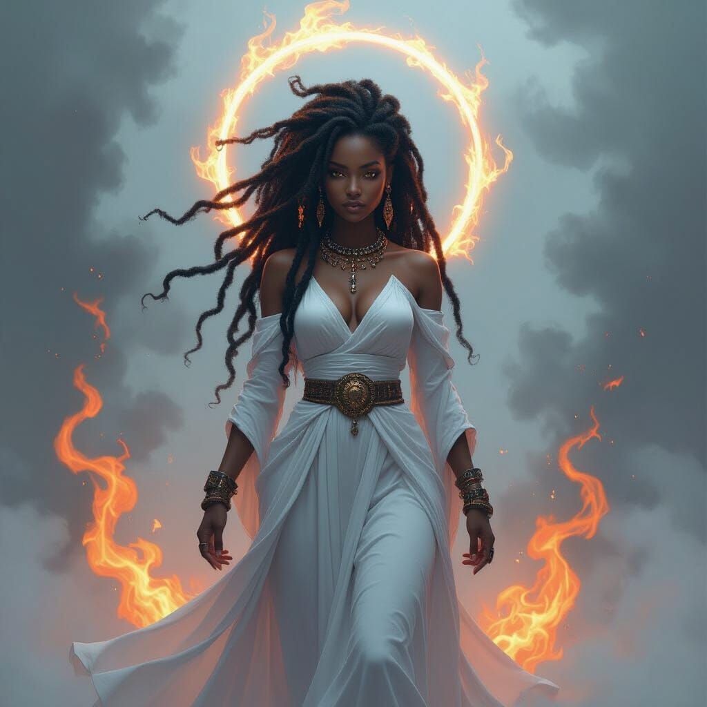 Black Goddess with Fire and Ice Dreadlocks