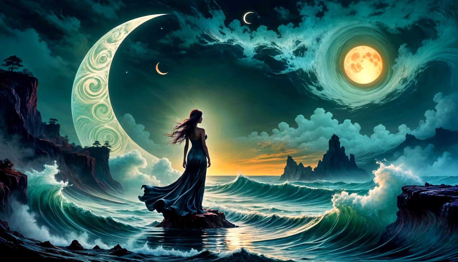 Lady of the Crescent Moon in Sfumato Style