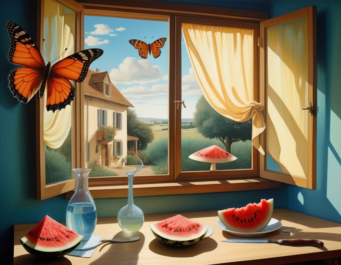 Mysterious Figure Lurking Outside: Gouache and Watercolor