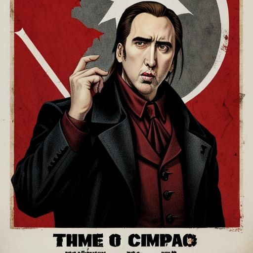 Nicholas Cage as Communist Vampire Propaganda Poster