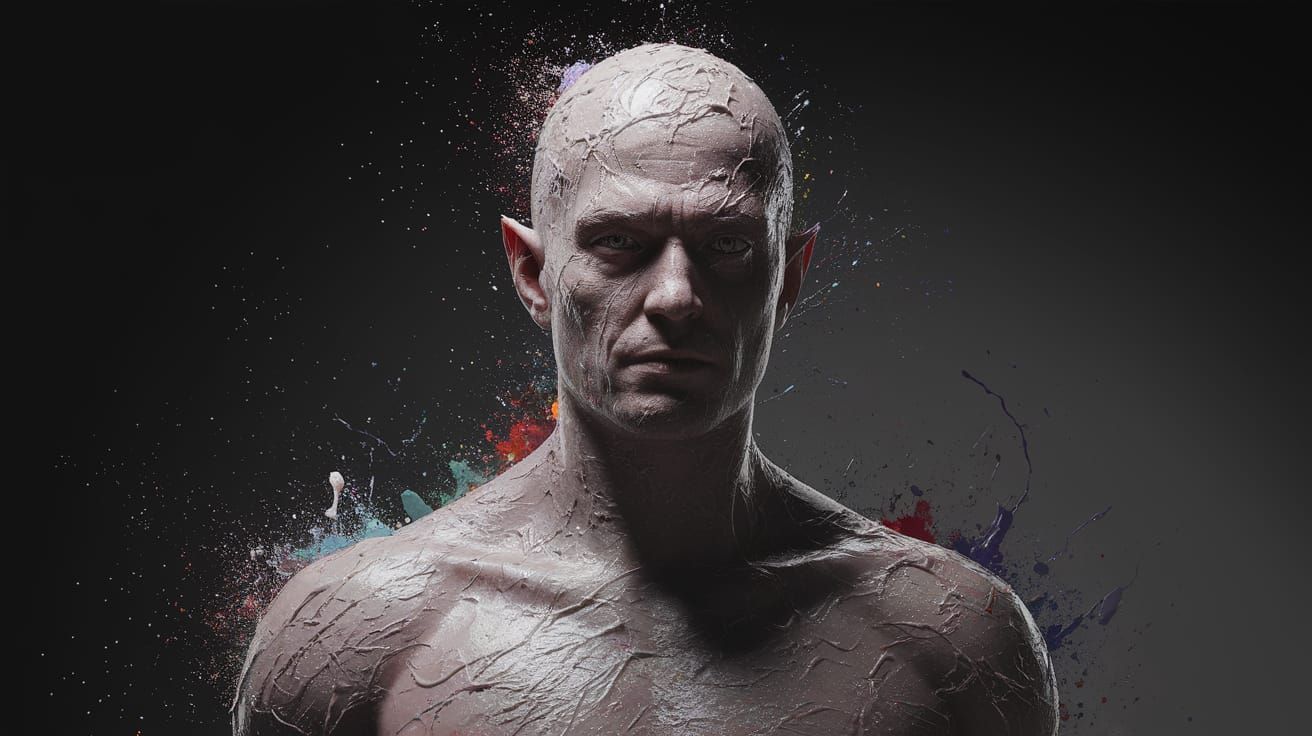 Melancholic Raincloud Shaman in Oil Paint Style