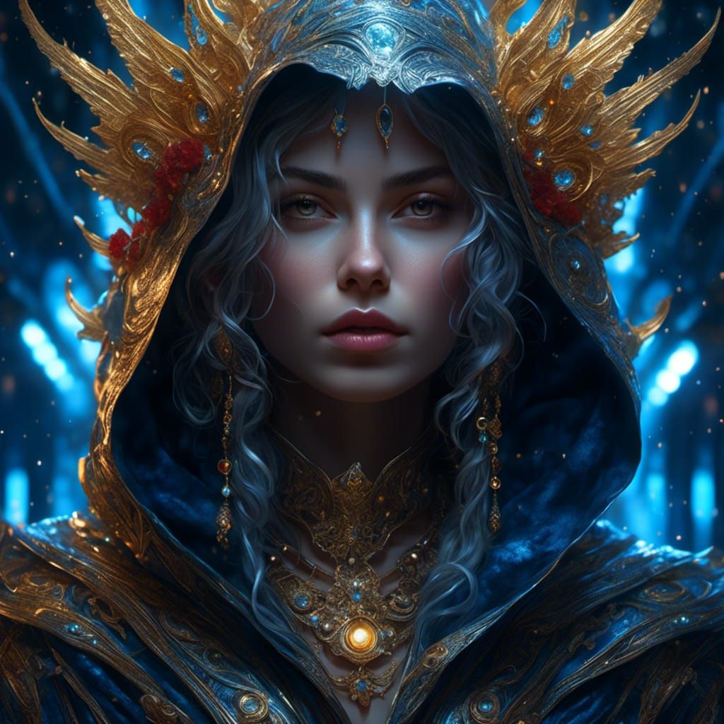 Stunning Bioluminescent Woman with Flowing Hair