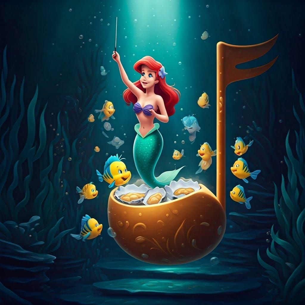 Underwater Maestro: Ariel Conducts a Fin-tastic Orchestra