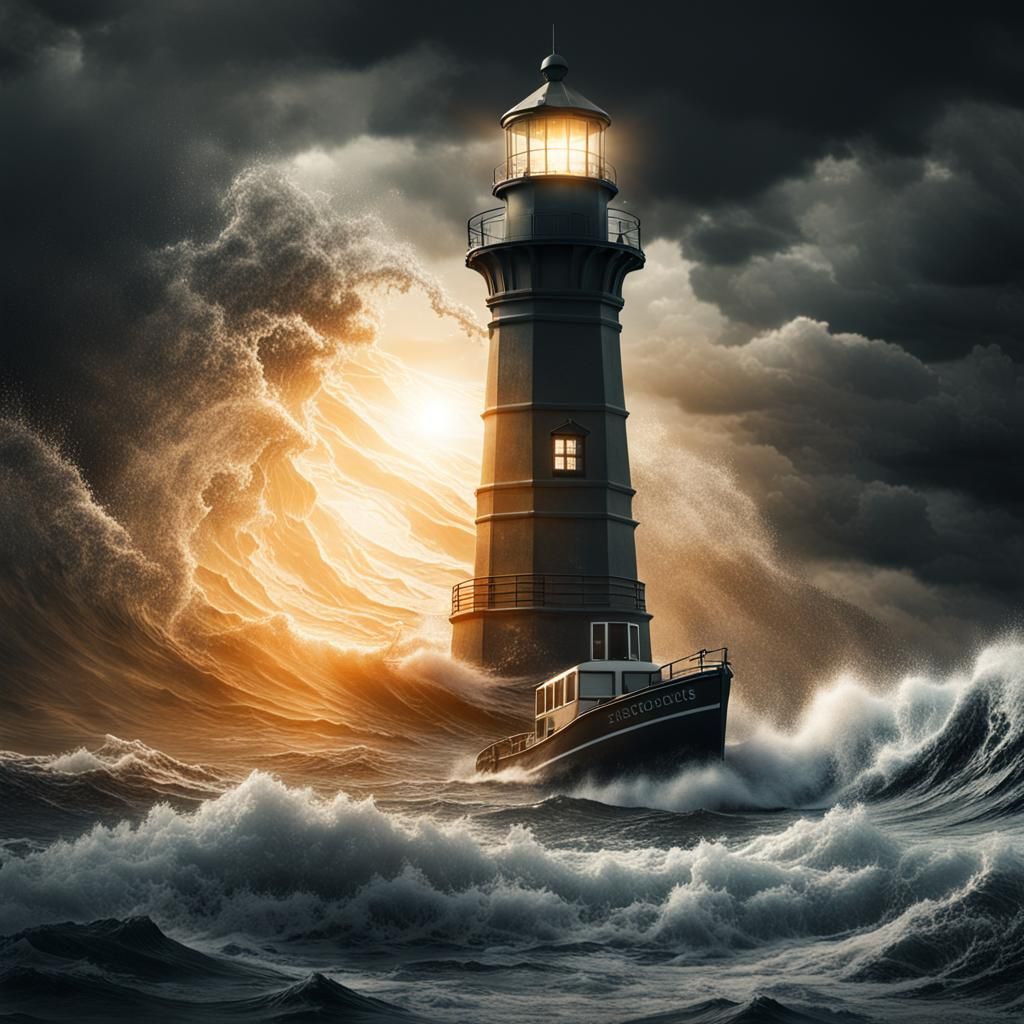 Monochrome Stormy Ocean Waves Double Exposure