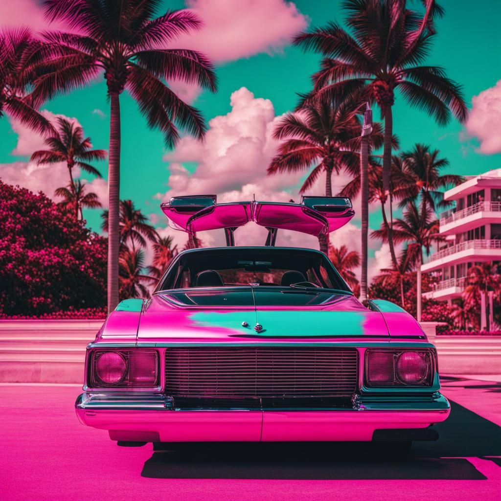 Chrysler Turbine Car in Vaporwave Miami
