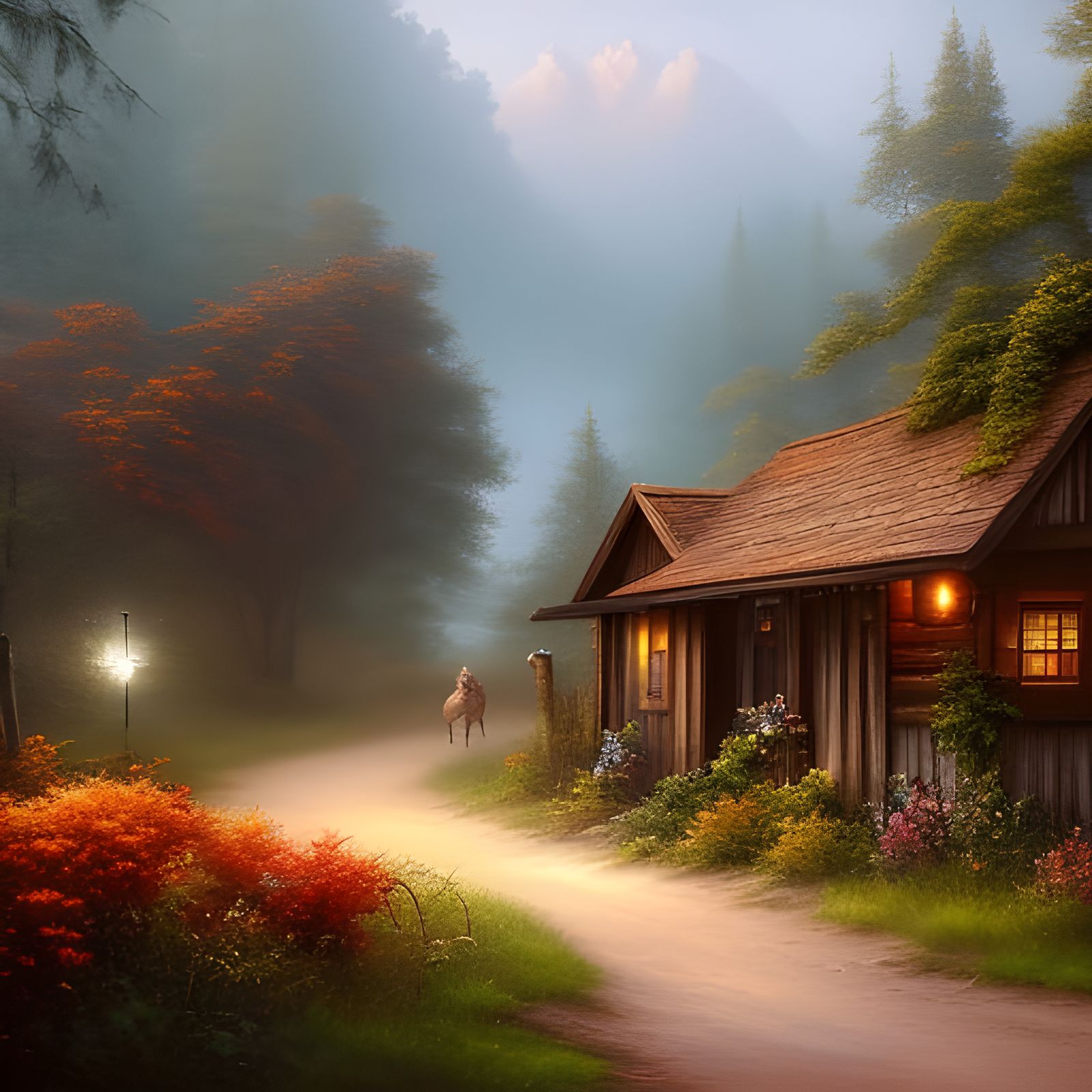 Flowers Grow in Rusted Car: Airbrushed Digital Art