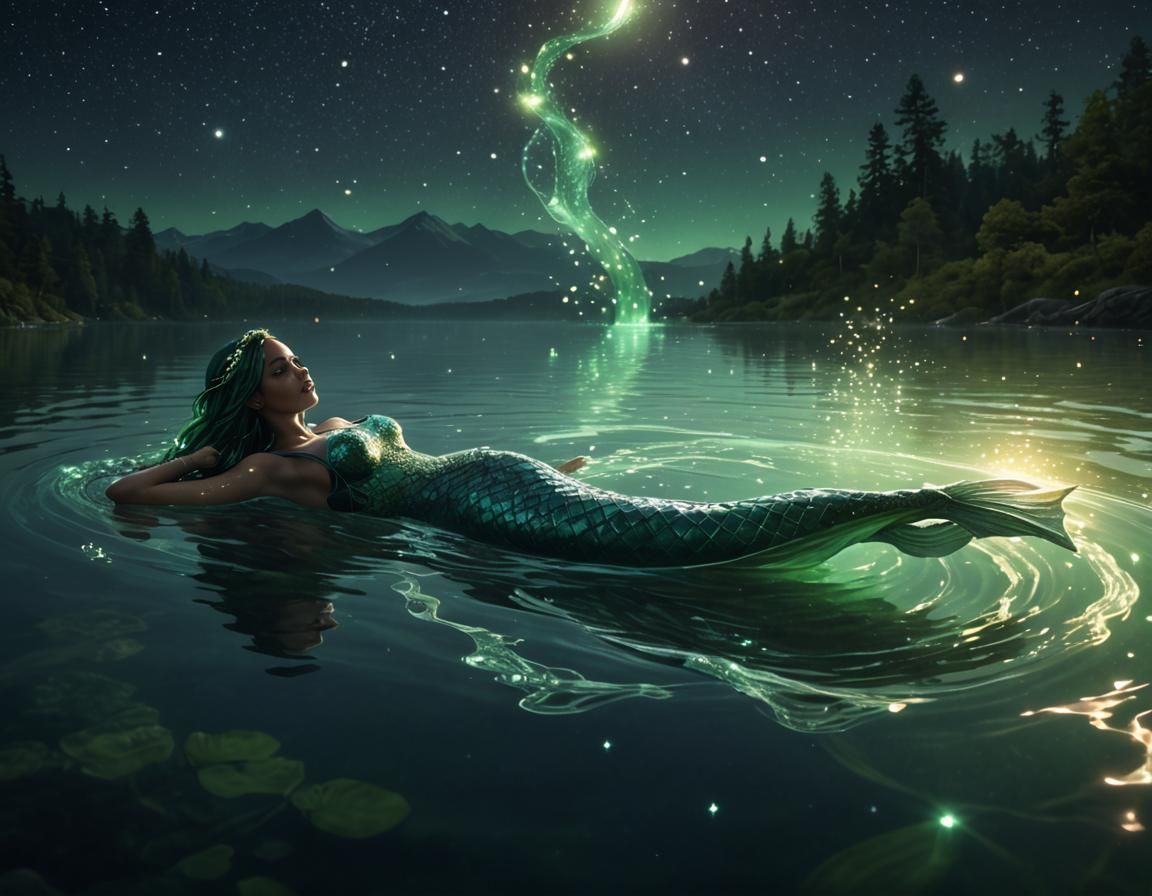 Magical Mermaid Djinn in Starry Lake: Concept Art