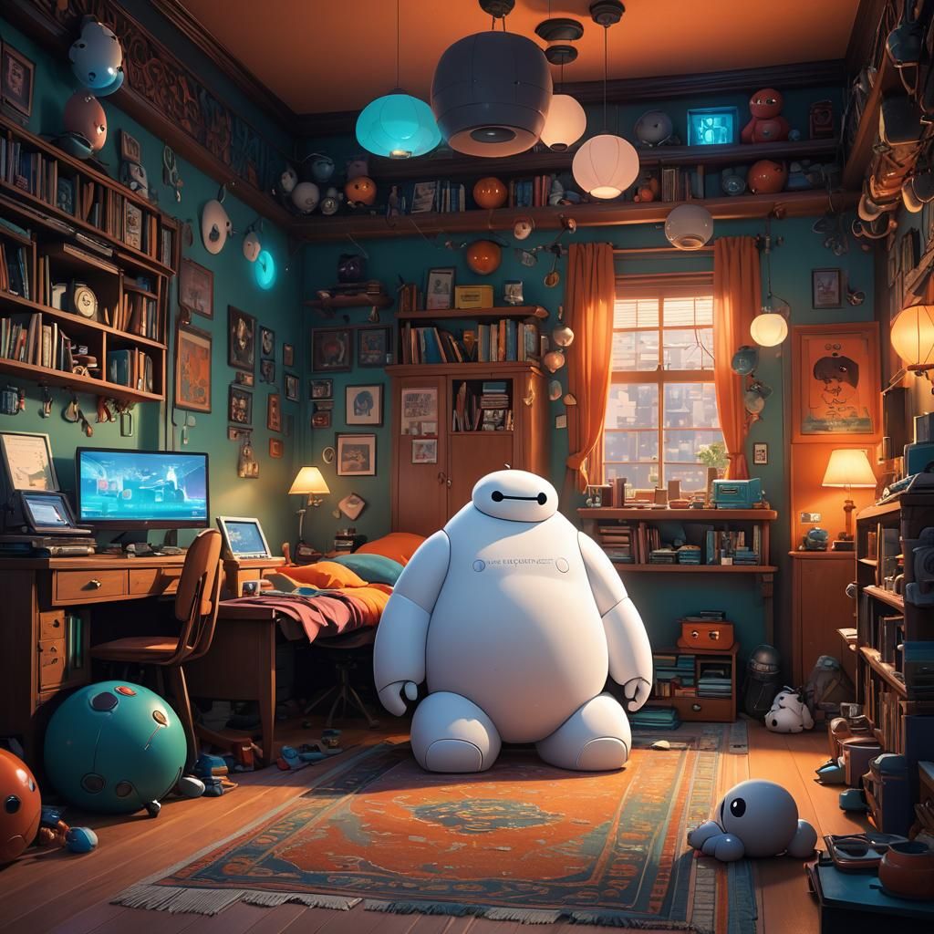 Baymax and Hiro in San Fransokyo: Digital Concept Art