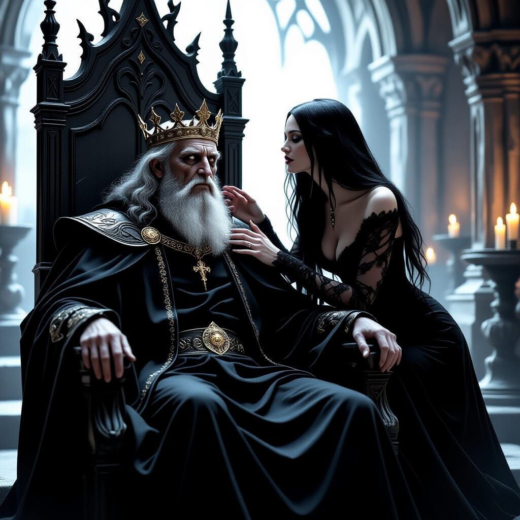 Enchantress Whispering to a King on Throne