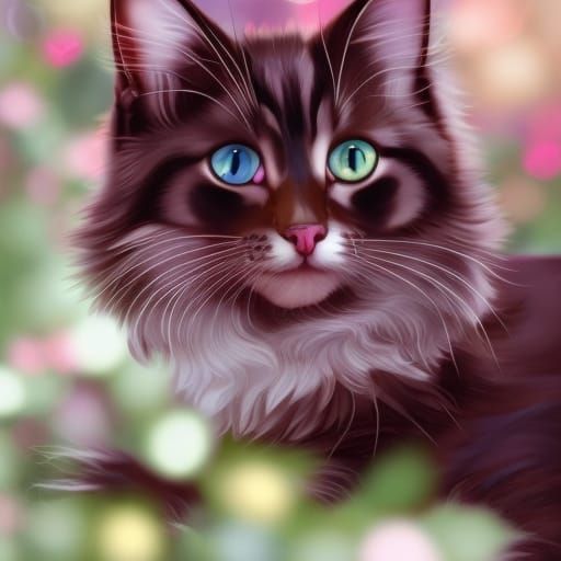 Fantasy Cat with Glowing Lights, Digital Art