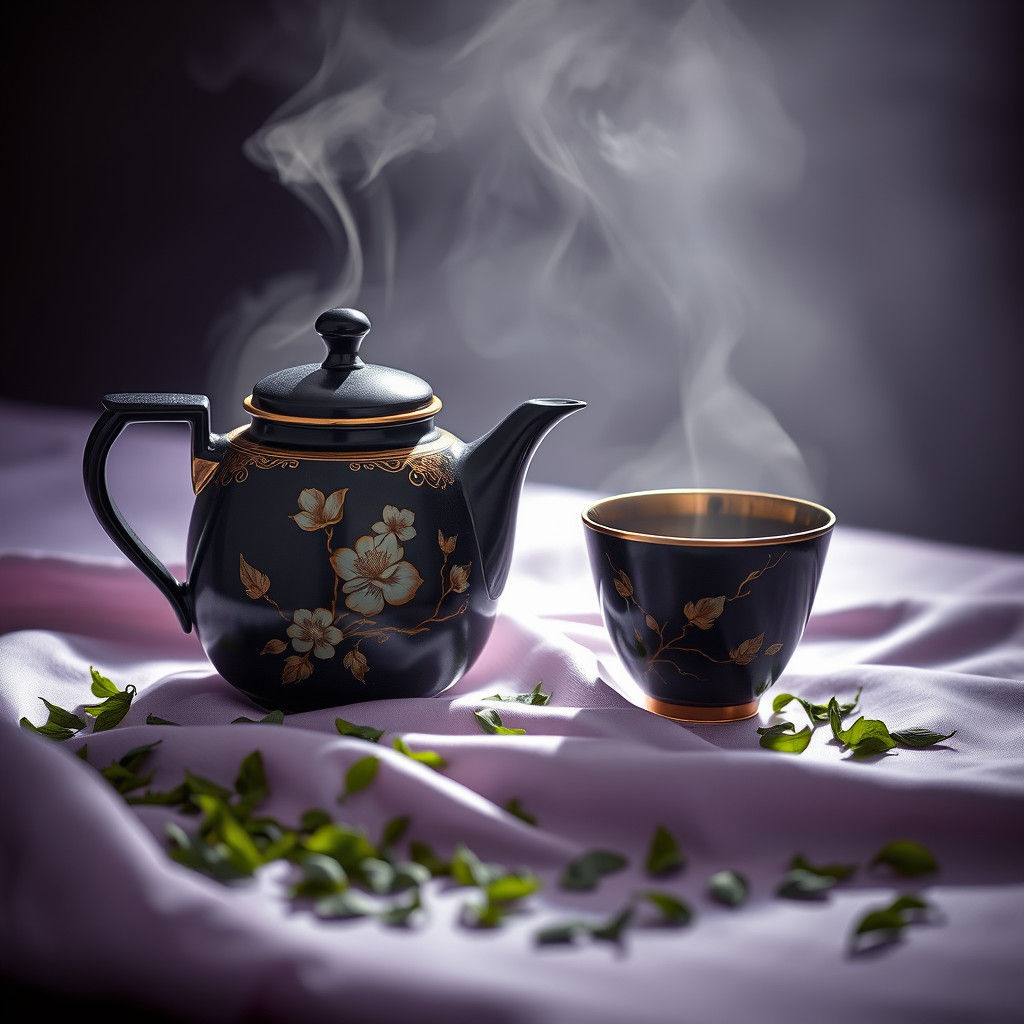 Elegant Jasmine Tea Still Life in Dark Realism