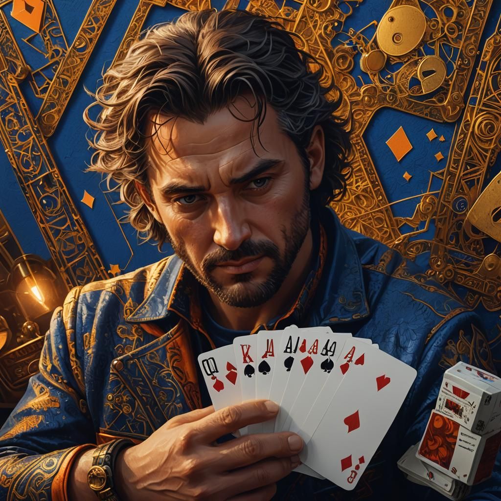 Poker Face with Four Aces as Digital Matte Painting