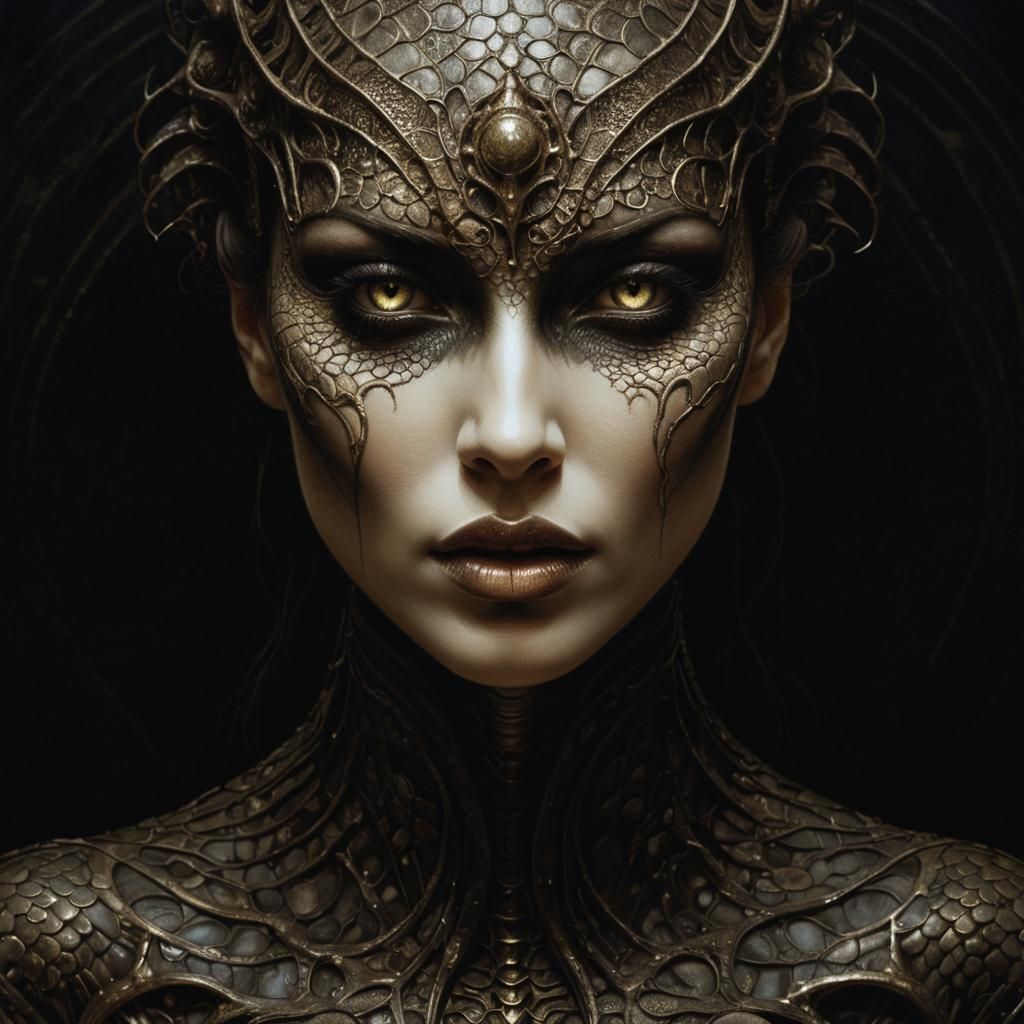 Gothic Serpentine Woman in Dark Romantic Style