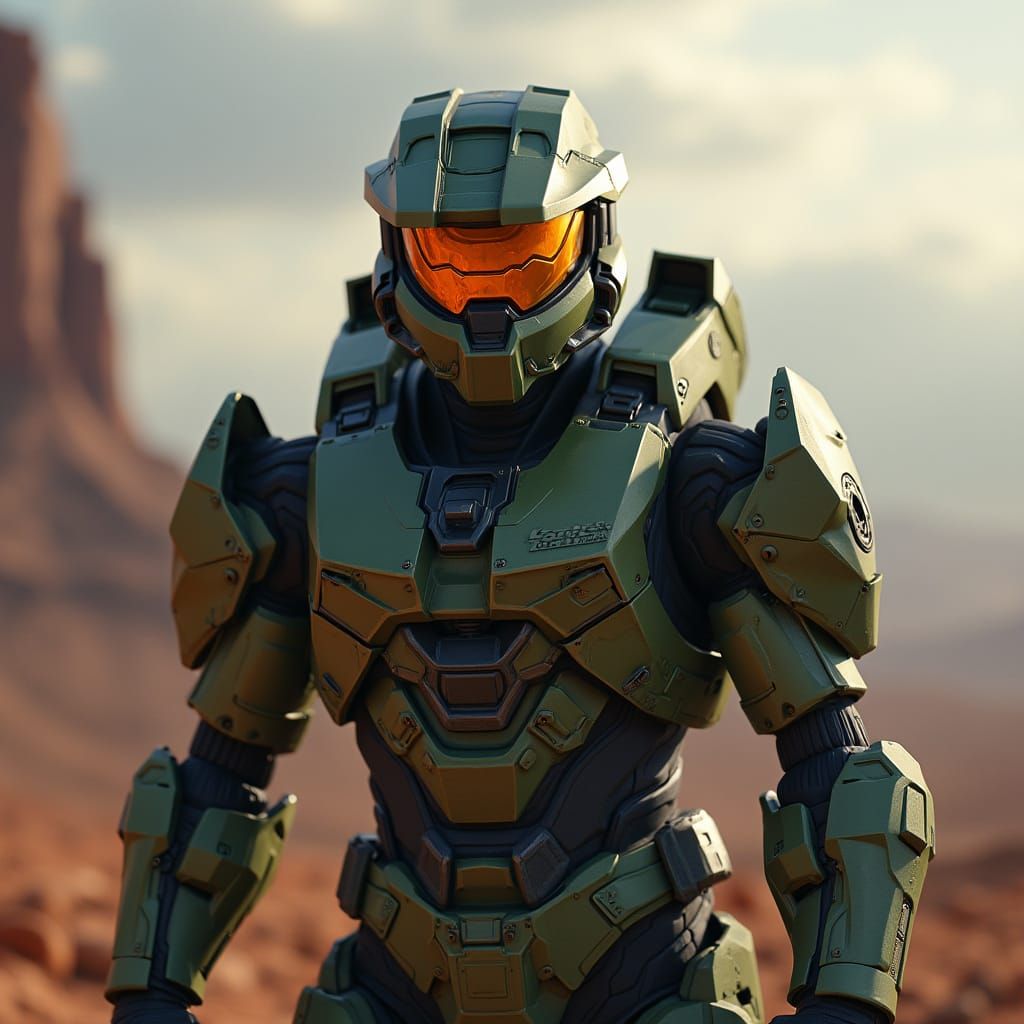 Master Chief in Epic Alien Landscape