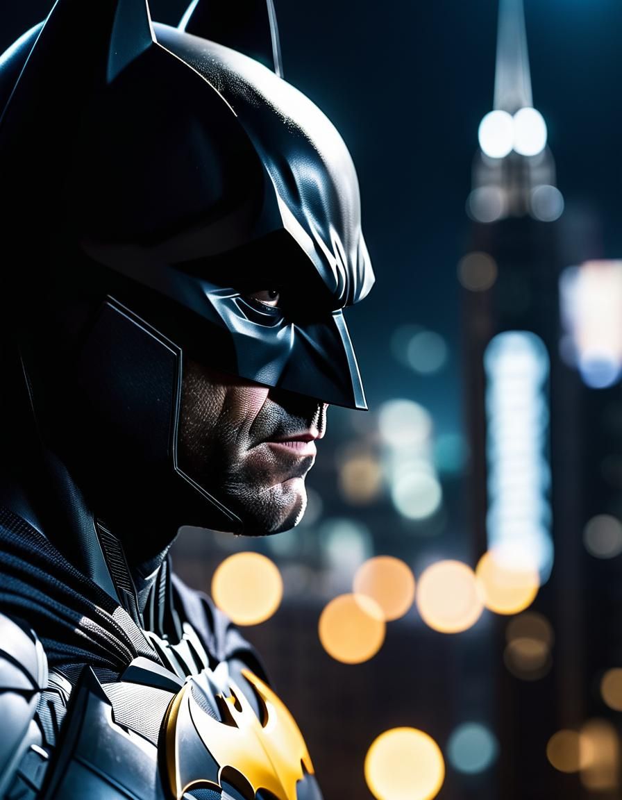 Cinematic Batman Gazing Over Gotham