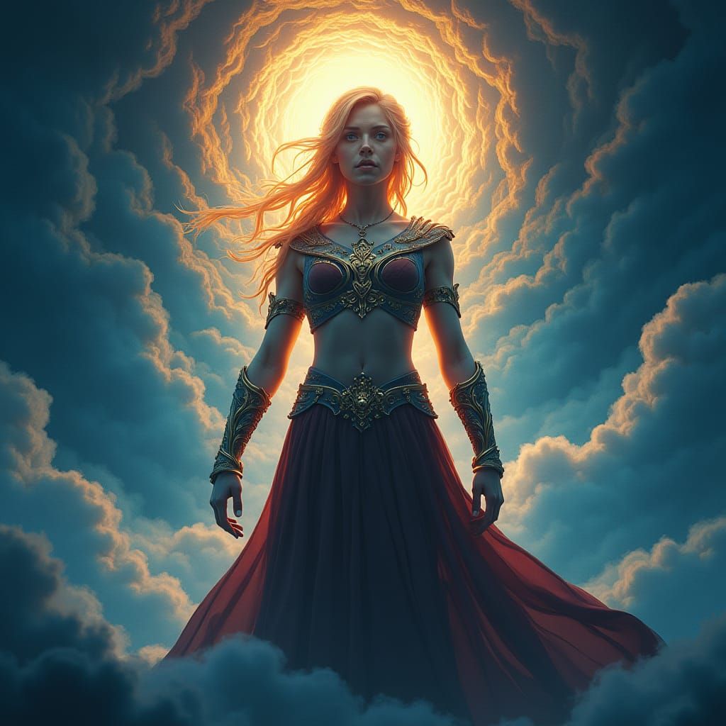 Triumphant Woman in a Dreamlike Realm